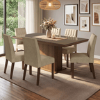 Conjunto Sala de Jantar Tampo com Vidro 6 Cadeiras Rustic/Imperial Dinan Madesa