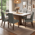 Conjunto Sala de Jantar Tampo com Vidro 6 Cadeiras Rustic/Branco/Silver Dinan Madesa