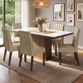 Conjunto Sala de Jantar Tampo com Vidro 6 Cadeiras Rustic/Branco/Imperial Dinan Madesa