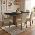 Conjunto Sala de Jantar Tampo de Madeira 6 Cadeiras Rustic/Preto/Imperial Luso Madesa