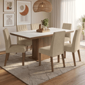 Conjunto Sala de Jantar Tampo de Madeira 6 Cadeiras Rustic/Branco/Imperial Luso Madesa