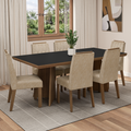 Conjunto Sala de Jantar Tampo de Madeira 6 Cadeiras Rustic/Preto/Imperial Sarlat Madesa