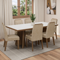 Conjunto Sala de Jantar Tampo de Madeira 6 Cadeiras Rustic/Branco/Imperial Sarlat Madesa