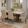 Conjunto Sala de Jantar Tampo com Vidro 6 Cadeiras Rustic/Cinza/Imperial Pienza Madesa