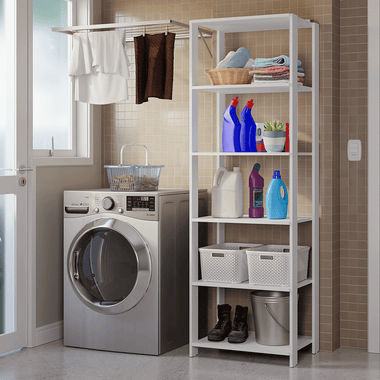 Estante Armário Multiuso para Lavanderia 59cm Branco Madesa