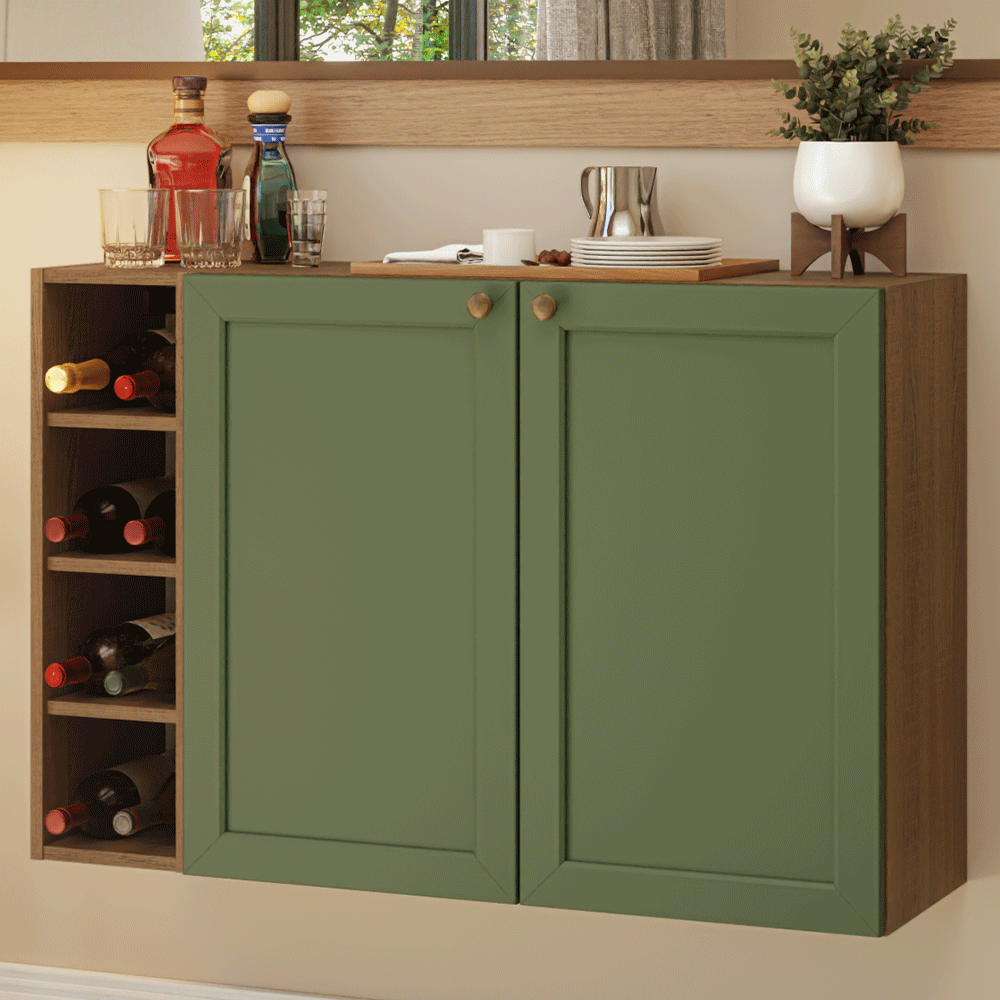 Buffet Aparador com Adega 100cm 2 Portas Rustic/Verde Vik Madesa 16