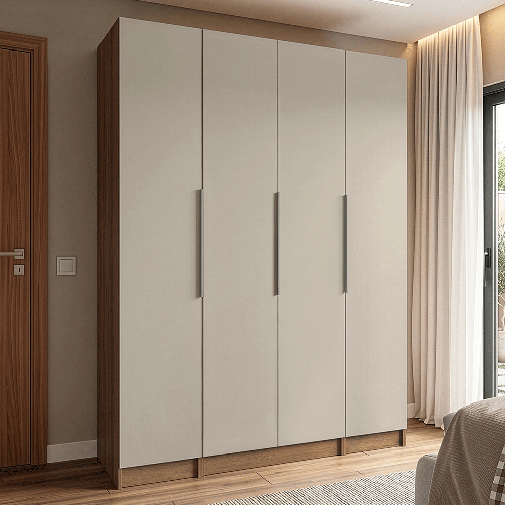 Guarda-Roupa Modulado 160 cm 4 Portas Rustic/Crema Neo Madesa