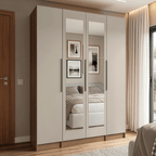 Guarda-Roupa Modulado com Espelhos 160 cm 4 Portas Rustic/Crema Neo Madesa