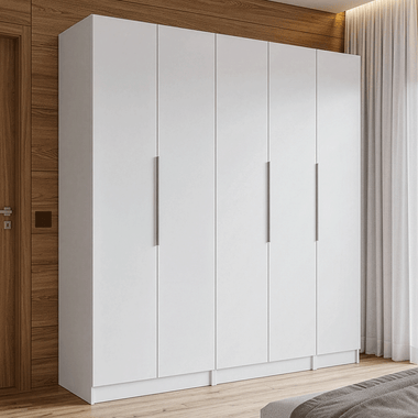 Guarda-Roupa Modulado 200 cm 5 Portas 2 Gavetas Branco Neo Madesa 02