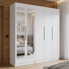 Guarda-Roupa Modulado 200 cm 5 Portas com Espelhos 2 Gavetas Branco Neo Madesa 02