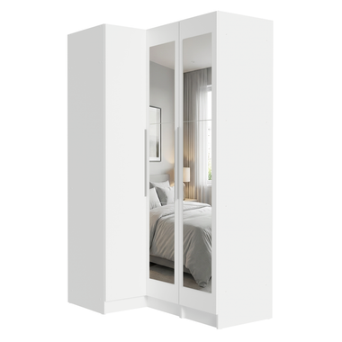 Guarda-Roupa Modulado de Canto 3 Portas com Espelhos Branco Neo Madesa