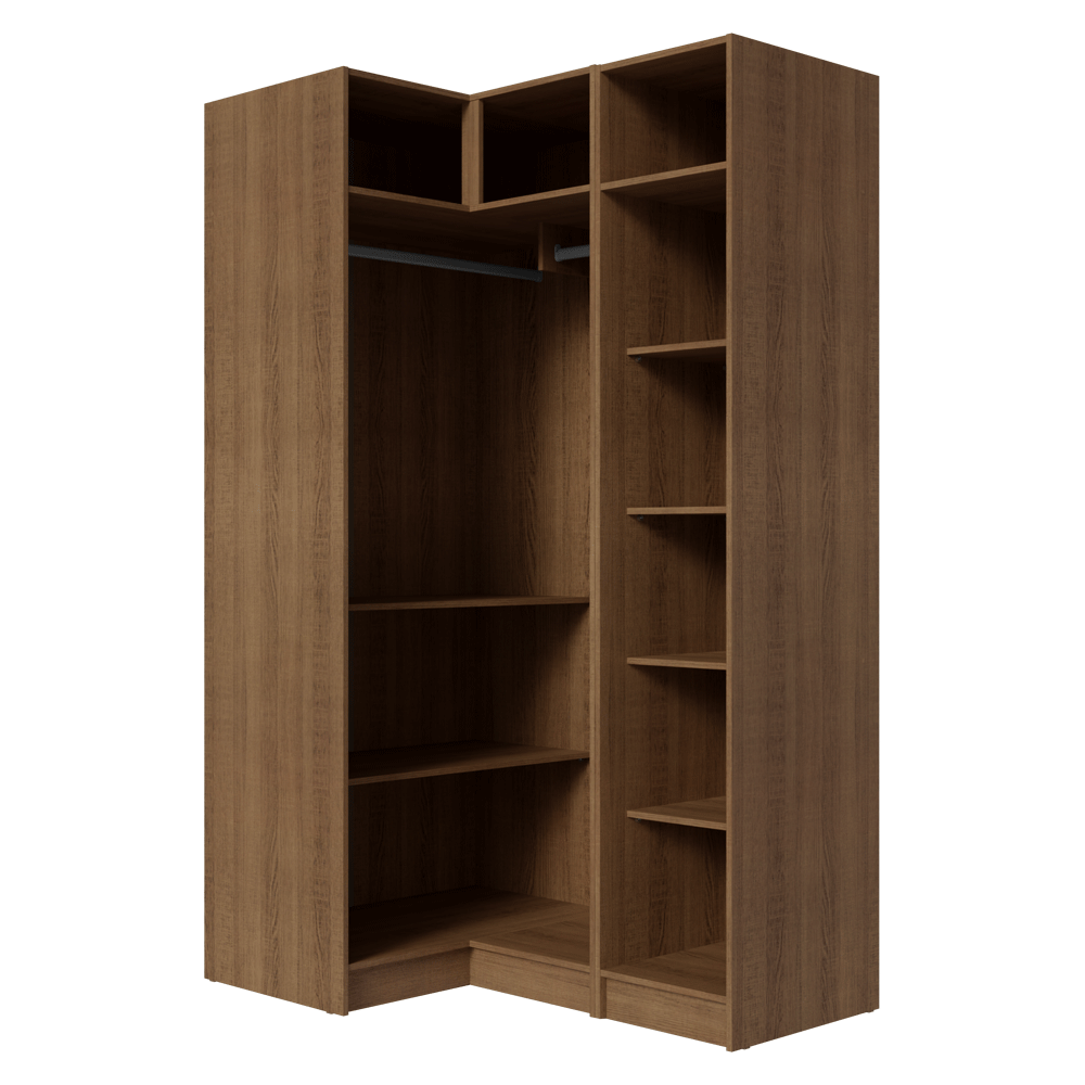 Guarda-Roupa Modulado de Canto 3 Portas com Espelhos Rustic/Crema Neo Madesa