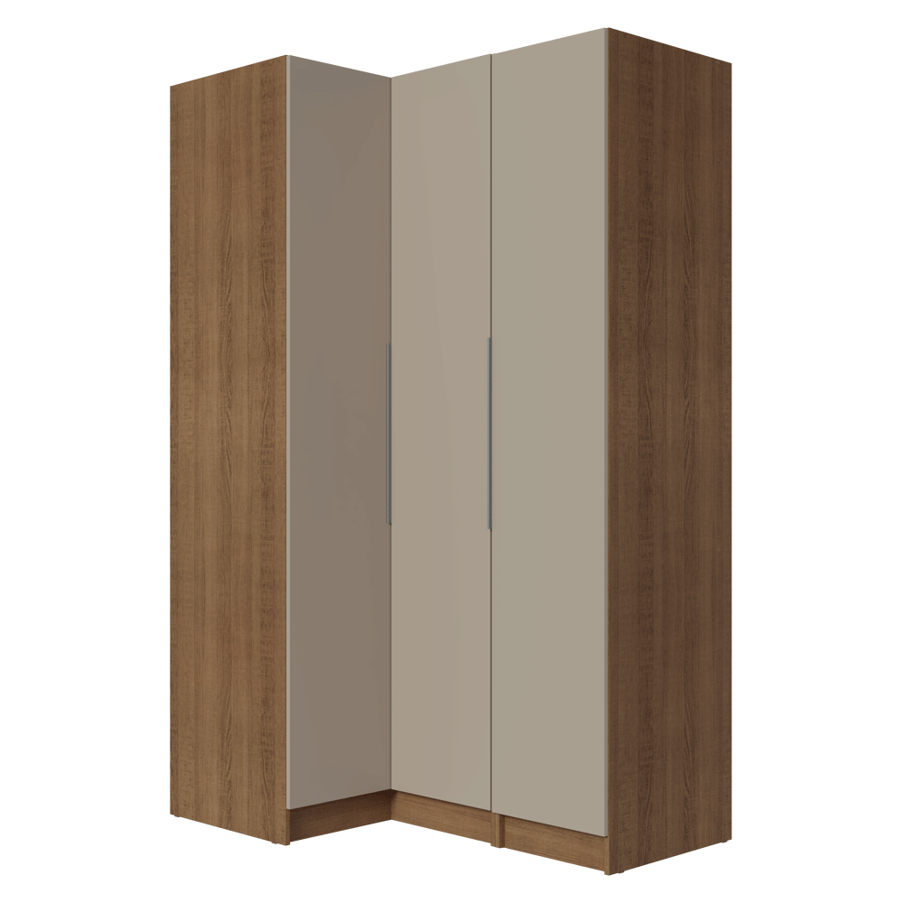 Guarda-Roupa Modulado de Canto 3 Portas Rustic/Crema Neo Madesa