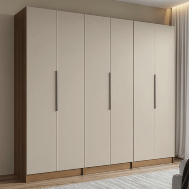 Guarda-Roupa Modulado 240 cm 6 Portas 4 Gavetas Rustic/Crema Neo Madesa 01