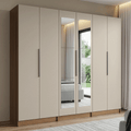 Guarda-Roupa Modulado 240 cm 6 Portas com Espelhos 4 Gavetas Rustic/Crema Neo Madesa 02