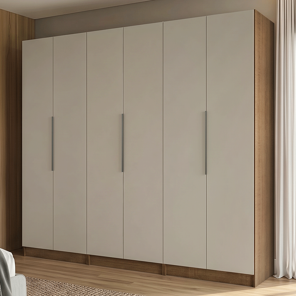 Guarda-Roupa Modulado 240 cm 6 Portas 6 Gavetas Rustic/Crema Neo Madesa 03