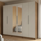 Guarda-Roupa Modulado 240 cm 6 Portas com Espelhos 6 Gavetas Rustic/Crema Neo Madesa 04