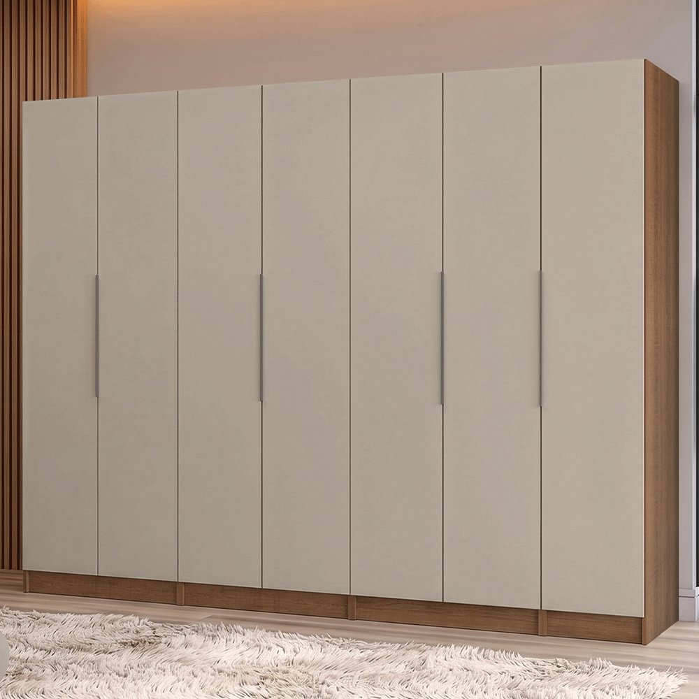 Guarda-Roupa Modulado 280 cm 7 Portas 4 Gavetas Rustic/Crema Neo Madesa 01