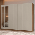 Guarda-Roupa Modulado 280 cm 7 Portas com Espelhos 4 Gavetas Rustic/Crema Neo Madesa 01