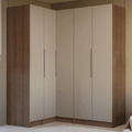 Guarda-Roupa Modulado de Canto 310 cm 5 Portas 2 Gavetas Rustic/Crema Neo Madesa 01