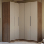 Guarda-Roupa Modulado de Canto 310 cm 5 Portas 2 Gavetas Rustic/Crema Neo Madesa 01