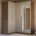 Guarda-Roupa Modulado de Canto 310 cm 5 Portas com Espelhos 2 Gavetas Rustic/Crema Neo Madesa 04