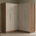 Guarda-Roupa Modulado de Canto 350 cm 6 Portas 4 Gavetas Rustic/Crema Neo Madesa 01