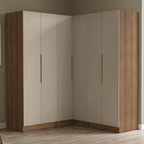 Guarda-Roupa Modulado de Canto 350 cm 6 Portas 4 Gavetas Rustic/Crema Neo Madesa 01