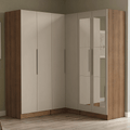 Guarda-Roupa Modulado de Canto 350 cm 6 Portas com Espelhos 4 Gavetas Rustic/Crema Neo Madesa 02