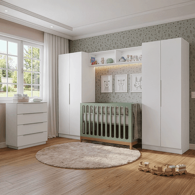 Quarto Infantil com 2 Guarda-Roupas Neo 2 Aéreos 1 Cômoda Branco Madesa 03