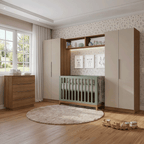 Quarto Infantil com 2 Guarda-Roupas Neo 2 Aéreos 1 Cômoda Rustic/Crema Madesa 03