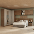 Quarto Completo Casal 580 cm Guarda-Roupa de Canto com Espelhos Rustic/Crema Neo Madesa 02