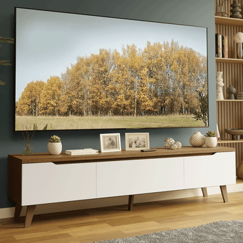 Rack para TV até 80 Polegadas 180 cm 2 Portas 1 Gaveta Rustic/Branco Nilo Madesa