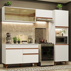 Armário de Cozinha Completa 250cm Branco Reims Madesa XA03