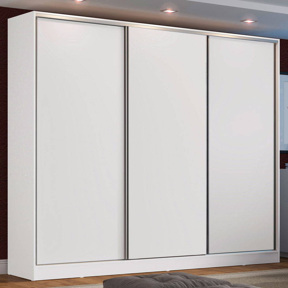 Guarda-Roupa Casal 3 Portas de Correr Branco 100% MDF Madesa Zurique