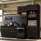 Armário de Cozinha Completa 260cm Preto Reims Madesa XC01