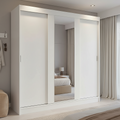 Guarda-Roupa Casal 3 Portas de Correr com Espelho Branco Orion Madesa