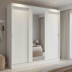 Guarda-Roupa Casal 3 Portas de Correr com Espelho Branco Orion Madesa