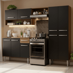 Armário de Cozinha Completa 229cm Rustic/Preto Emilly Madesa 02 XT