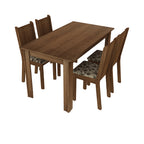 Conjunto Sala de Jantar Rosie Madesa Mesa Tampo de Madeira com 4 Cadeiras Rustic/Floral Bege Marrom