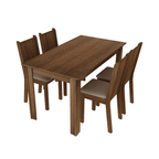 Conjunto Sala de Jantar Rosie Madesa Mesa Tampo de Madeira com 4 Cadeiras Rustic/Sintético Bege