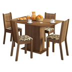 Conjunto Sala de Jantar Lexy Madesa Mesa Tampo de Madeira com 4 Cadeiras Rustic/Bege Marrom