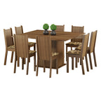 Conjunto Sala de Jantar Madesa Clarice Mesa Tampo de Madeira com 8 Cadeiras Rustic/Bege Marrom