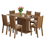 Conjunto Sala de Jantar Madesa Megan Mesa Tampo de Madeira com 6 Cadeiras Rustic/Floral Hibiscos
