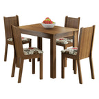 Conjunto Sala de Jantar Madesa Rute Mesa Tampo de Madeira com 4 Cadeiras Rustic/Floral Hibiscos