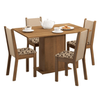 Conjunto Sala de Jantar Madesa Talita Mesa Tampo de Madeira com 4 Cadeiras Rustic/Crema/Bege Marrom