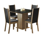 Conjunto Sala de Jantar Moscou Plus Madesa Mesa Tampo de Vidro com 4 Cadeiras Rustic/Preto