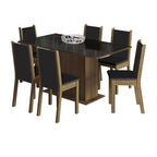 Conjunto Sala de Jantar Moscou Plus Madesa Mesa Tampo de Vidro com 6 Cadeiras Rustic/Preto