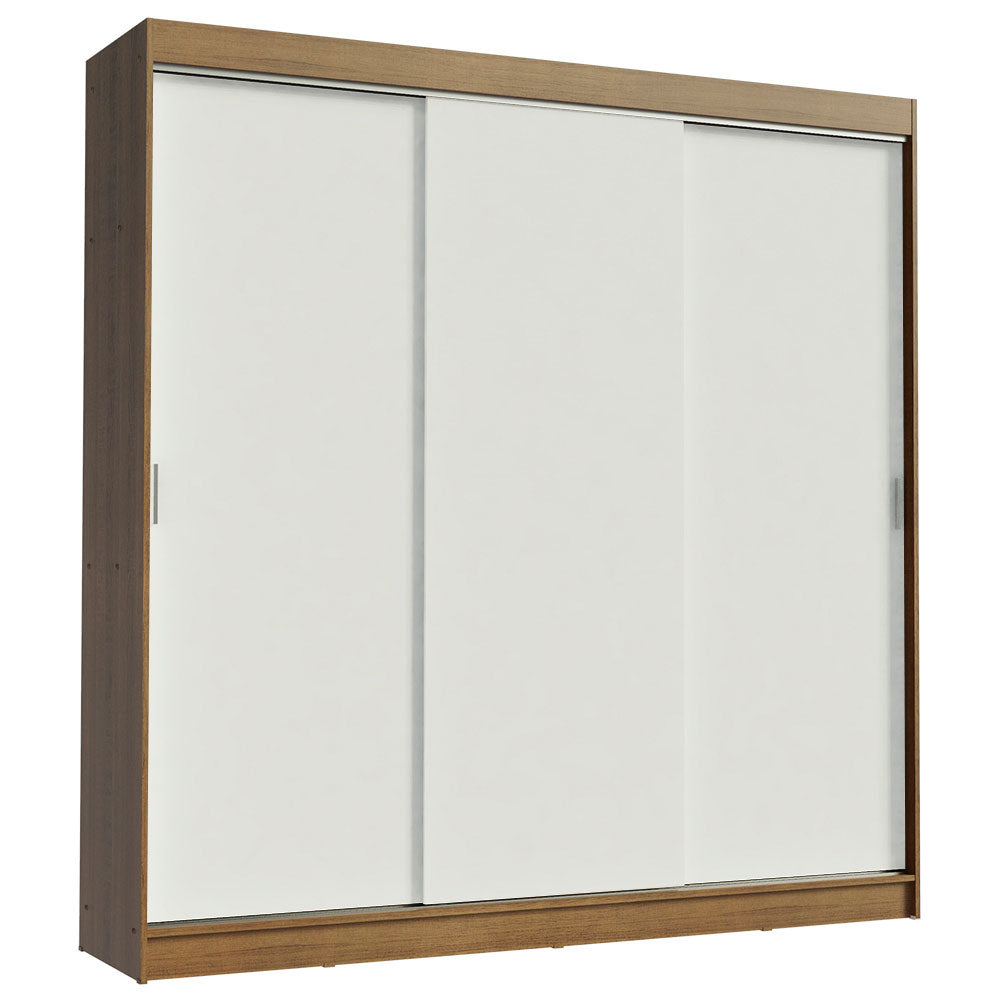 Guarda-Roupa Casal Madesa Kansas 3 Portas de Correr 3 Gavetas Rustic/Branco