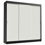 Guarda-Roupa Casal Madesa Kansas 3 Portas de Correr 3 Gavetas Preto/Branco